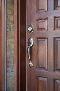 Elegant front door with woodgrain finish