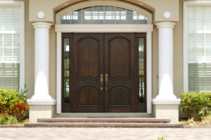 Brown fiberglass entry door