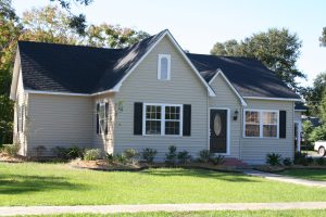Suburban home with polymer siding