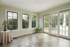 Patio doors in a suburban home