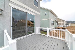 Sliding glass doors leading out to a deck